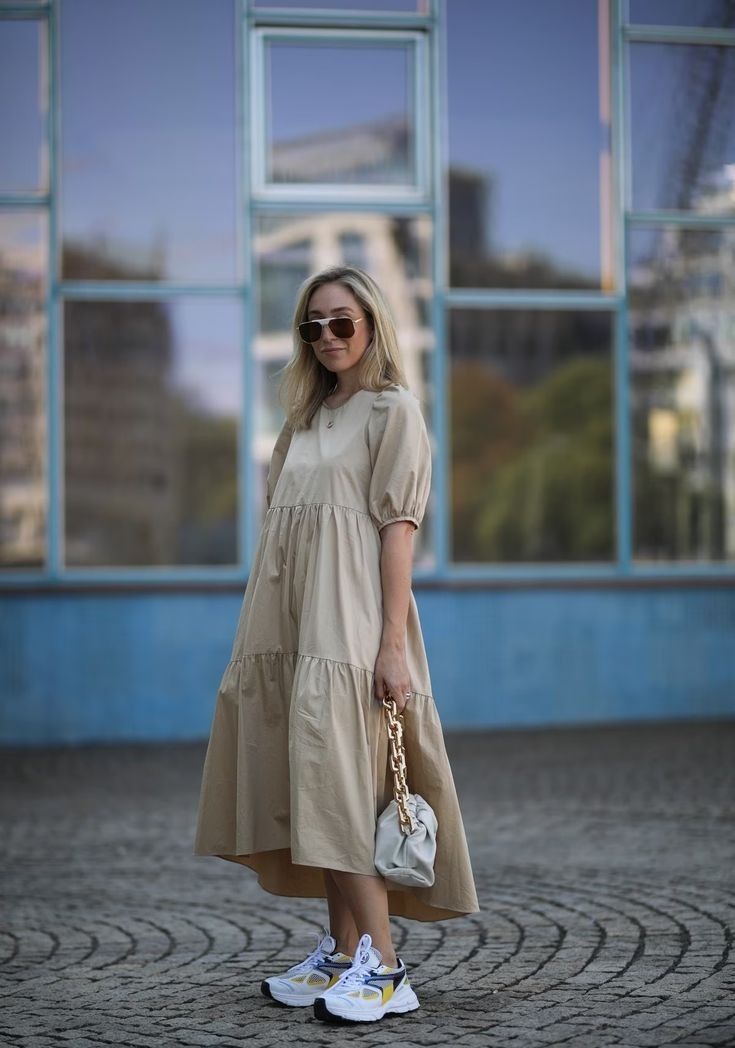 Dress with chunky sneakers best sale