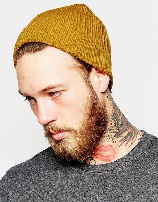 mustard mens beanie