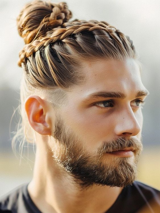 Men's Braids with Bun