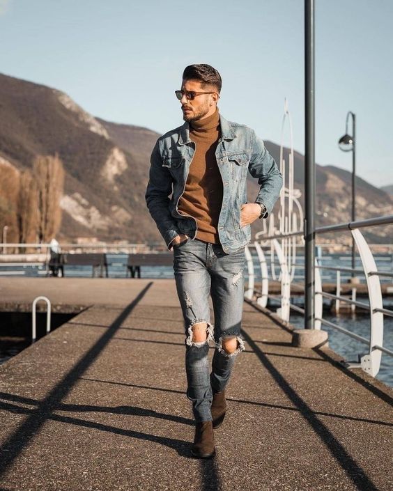 Denim Jacket With Boots and Denim Jeans