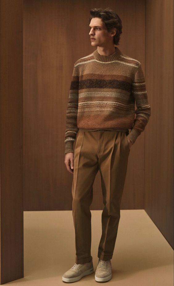 Knit Sweater with Tailored Trousers