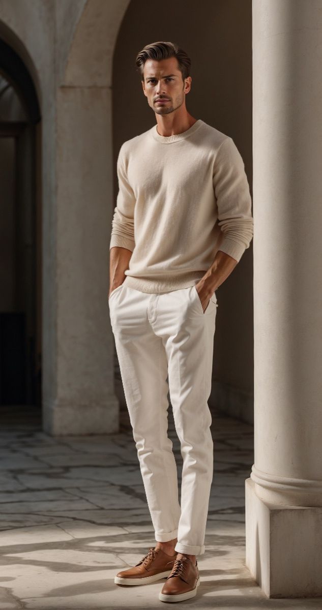 Cream Sweater With Chinos