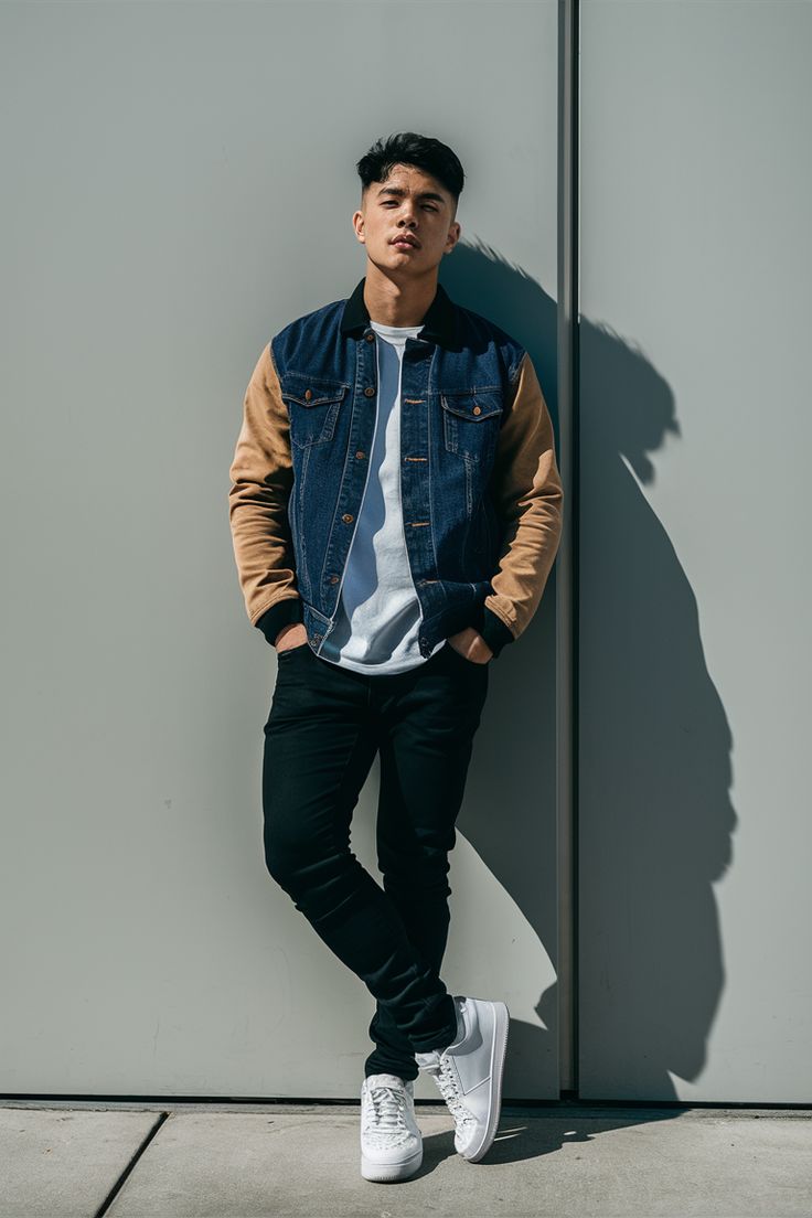 Denim Jacket l over a Graphic Tee with Slim-fit Jeans